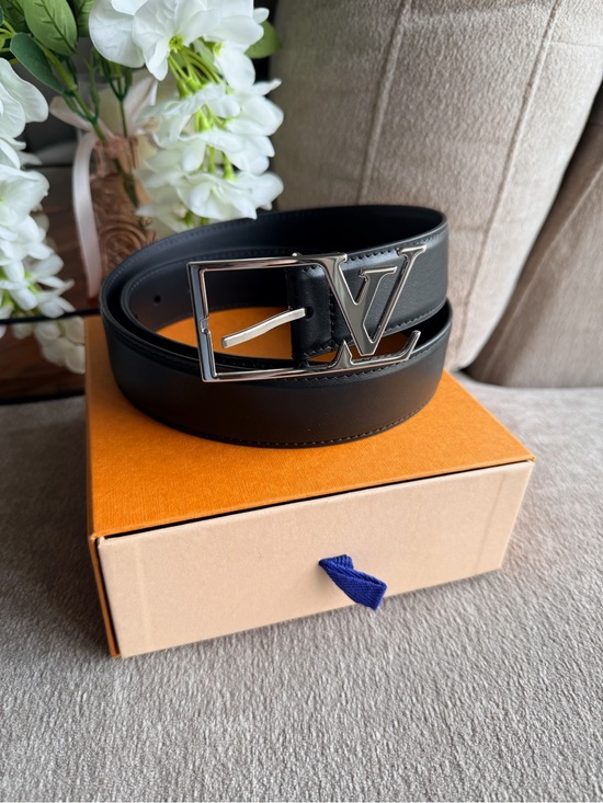 Louis Vuitton Other - Louis Vuitton Black Leather Belt with Silver LV Buckle Size 85/34 Authentic